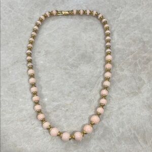 Avon Blush Pink and Gold Beaded Necklace